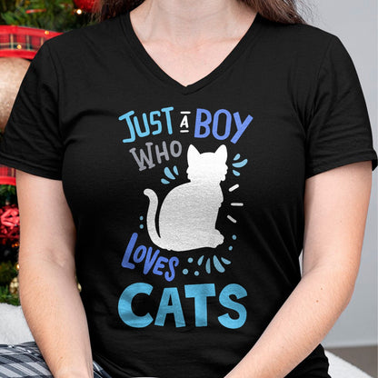 Cat Love Shirt, Funny Cat Lover Gift UnisexT-Shirt/Hoodie/Sweatshirt HLT00 - Kids Cat Just A Boy Who Loves Cats for Cat Lovers T-Shirt