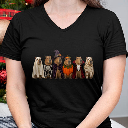 Cute Capybara Shirt, Funny Capybara Unisex T-Shirt/Hoodie/Sweatshirt HLT00 - Funny Capybara Halloween Costumes Ghost Pumpkin Skeleton T-Shirt