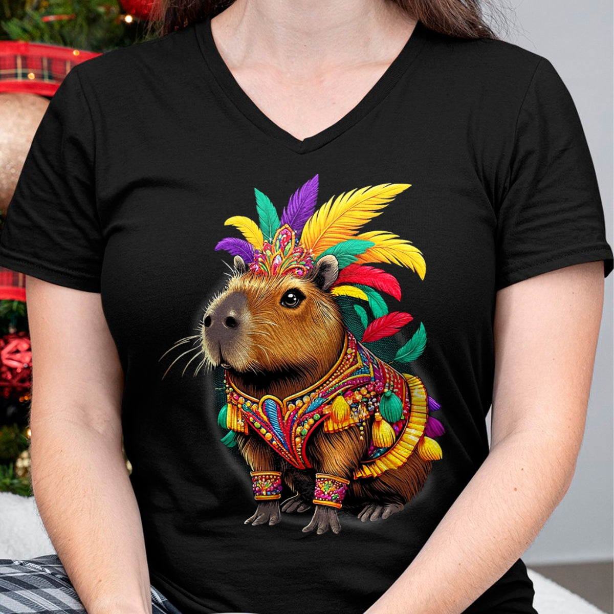 Cute Capybara Shirt, Funny Capybara Unisex T-Shirt/Hoodie/Sweatshirt HLT00 - Funny Capybara Carnival Dress Brazil Heritage Latina T-Shirt