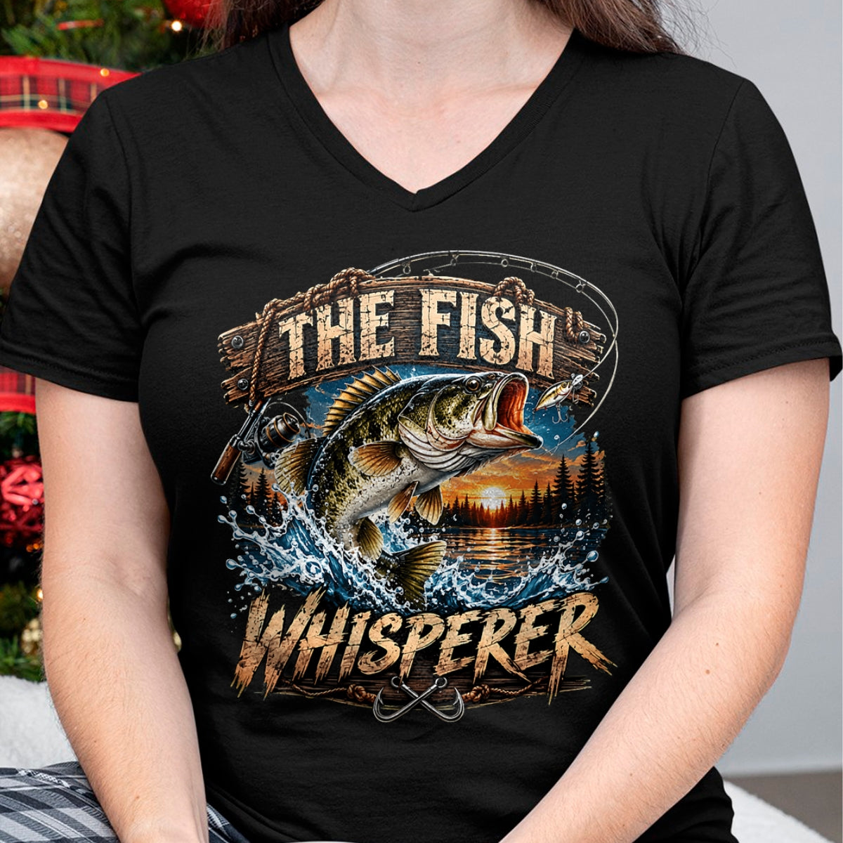 Funny Fishing Shirt, Gift For Fishing Lover Unisex T-Shirt/Hoodie/Sweatshirt HLT00 - The Fish Whisperer Funny Bass Fishing Sunset Angler T-Shirt