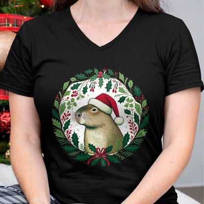 Cute Capybara Shirt, Funny Capybara Unisex T-Shirt/Hoodie/Sweatshirt HLT00 - Capybara Christmas illustration Long Sleeve T-Shirt (1)