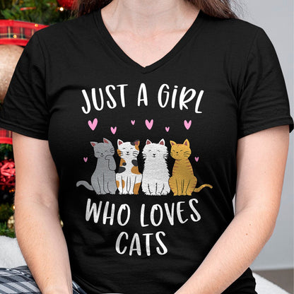 Cat Love Shirt, Funny Cat Lover Gift UnisexT-Shirt/Hoodie/Sweatshirt HLT00 - Just A Girl Who Loves Cats Cute Cat Lover T-Shirt Small
