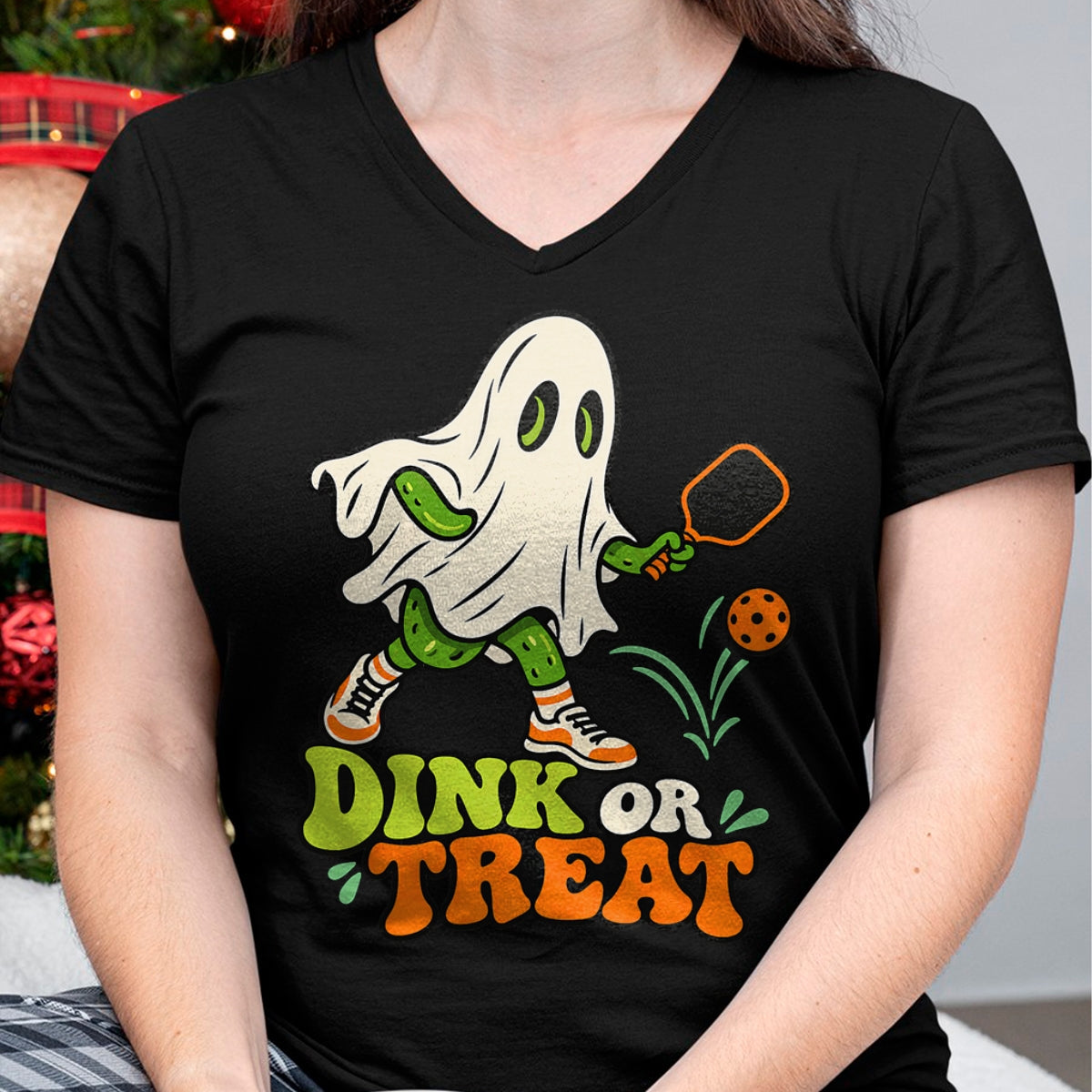 Funny Pickleball Shirt, Pickleball Lover Unisex T-Shirt/Hoodie/Sweatshirt HLT00 - Halloween Pickleball Ghost Men Women Pickleball Halloween T-Shirt