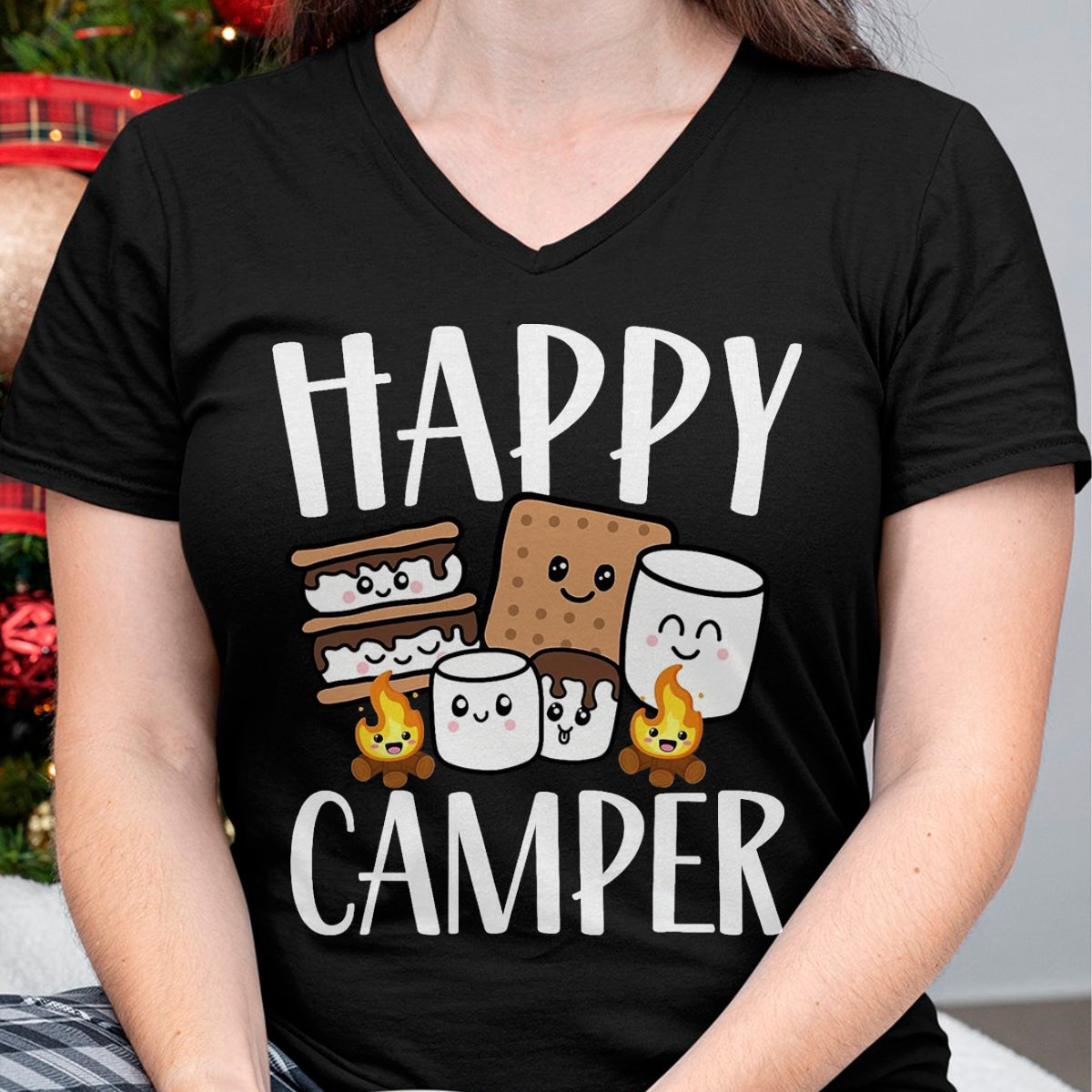 Funny Camping Shirt, Gift For Camping Lover Unisex T-Shirt/Hoodie/Sweatshirt HLT00 - Kawaii Smore Happy Camper Camping Crew Trip Campfire Squad T-Shirt, Men, Black, 3X-Large