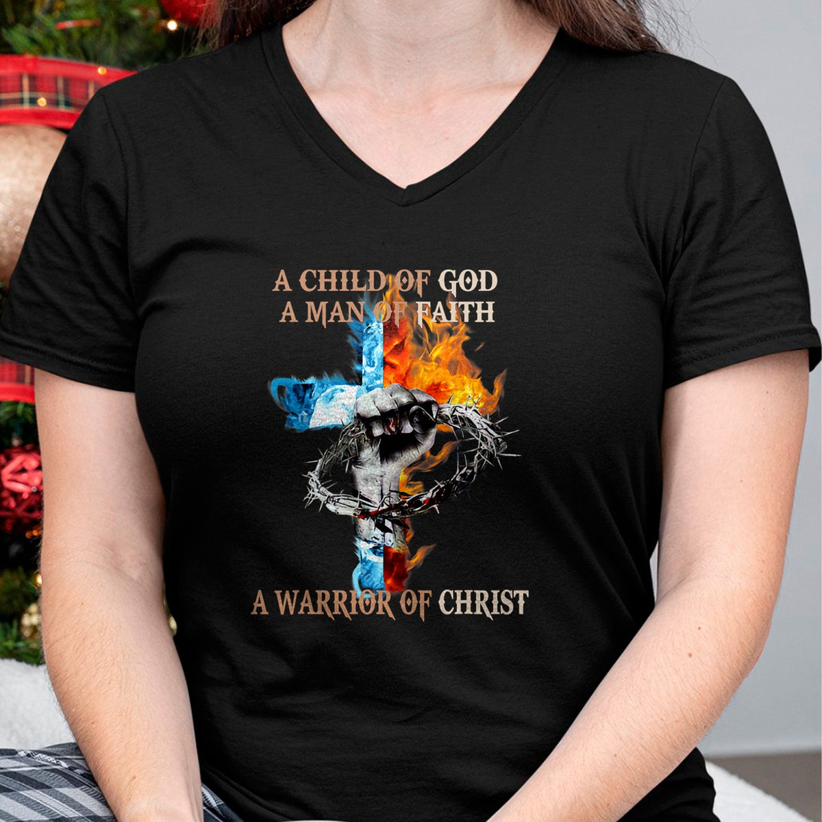 Christian Tee, Christian Faith Unisex T-Shirt/Hoodie/Sweatshirt HLT00 -  A Child Of God A Man Of Faith A Warrior Of Christ T-Shirt