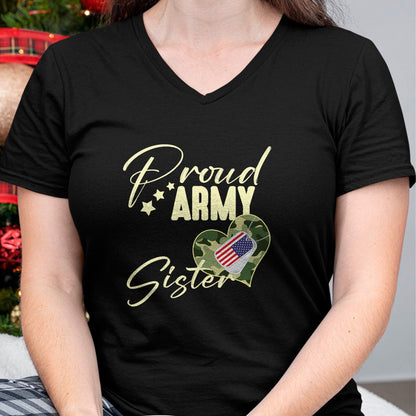 Gift for Dad Shirt, Funny Dad Unisex T-Shirt/Hoodie/Sweatshirt HLT00 – Proud Army SISTER Camouflage Dog Tag USA American Flag T-Shirt