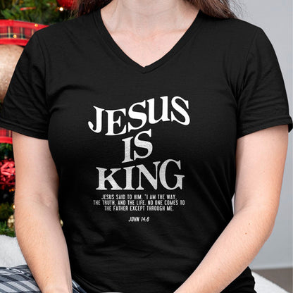 Christian Tee, Christian Faith Unisex T-Shirt/Hoodie/Sweatshirt HLT00 - Jesus Is King Jesus John 146 Costume Christian (On Back) T-Shirt