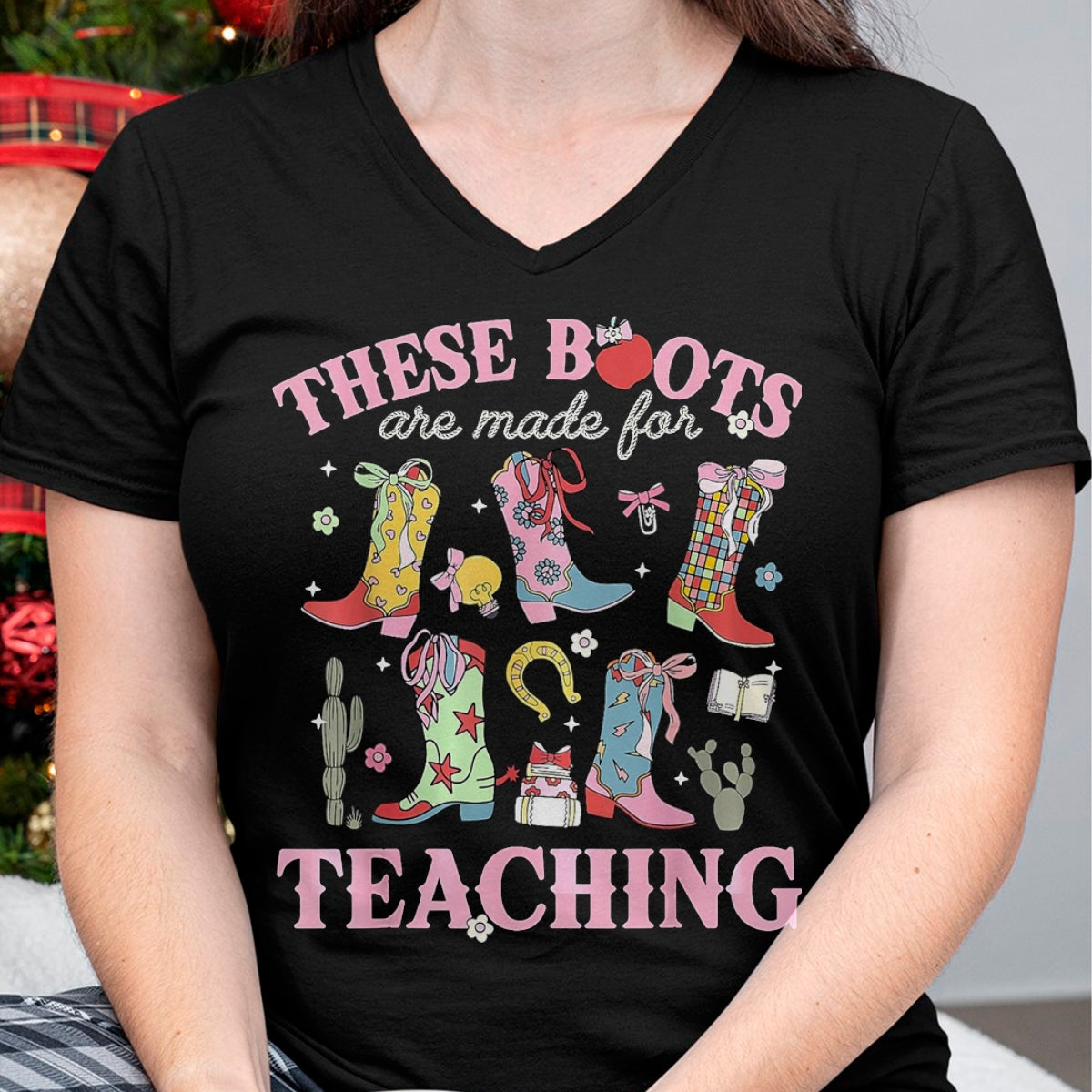 Best Student Shirt, Funny Back To School UnisexT-Shirt/Hoodie/Sweatshirt HLT00 - These Boots are Made for Teaching Teacher Back to School T-Shirt, Women, Olive Green, Medium