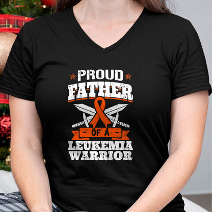 Gift for Dad Shirt, Funny Dad Unisex T-Shirt/Hoodie/Sweatshirt HLT00 – Proud Father Of A Leukemia Warrior Dad Awareness Ribbon T-Shirt