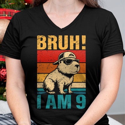 Cute Capybara Shirt, Funny Capybara UnisexT-Shirt/Hoodie/Sweatshirt HLT00 - 9 Year Old Birthday Boy Capybara Bruh It_s My 9th Birthday T-Shirt (1)