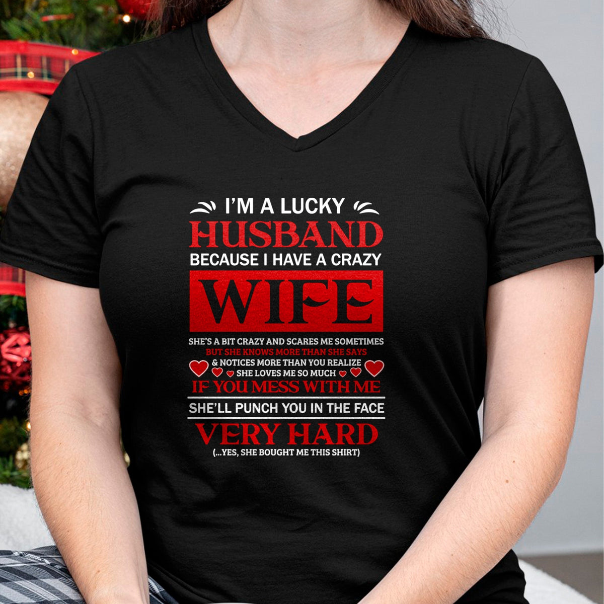 Best Wife Shirt, Wife and Husband Unisex T-Shirt/Hoodie/Sweatshirt HLT00 - Gift for wife T shirt, lucky wife   I Am A Lucky Husband I Have A Crazy Wife Valentine Gift Pullover