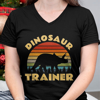 Best Dinosaur Lover Shirt, Funny Dinosaur UnisexT-Shirt/Hoodie/Sweatshirt HLT00 - Dinosaur Trainer Halloween Costume Retro Sunset Dino Outline T-Shirt, Men, Black, 3X-Large