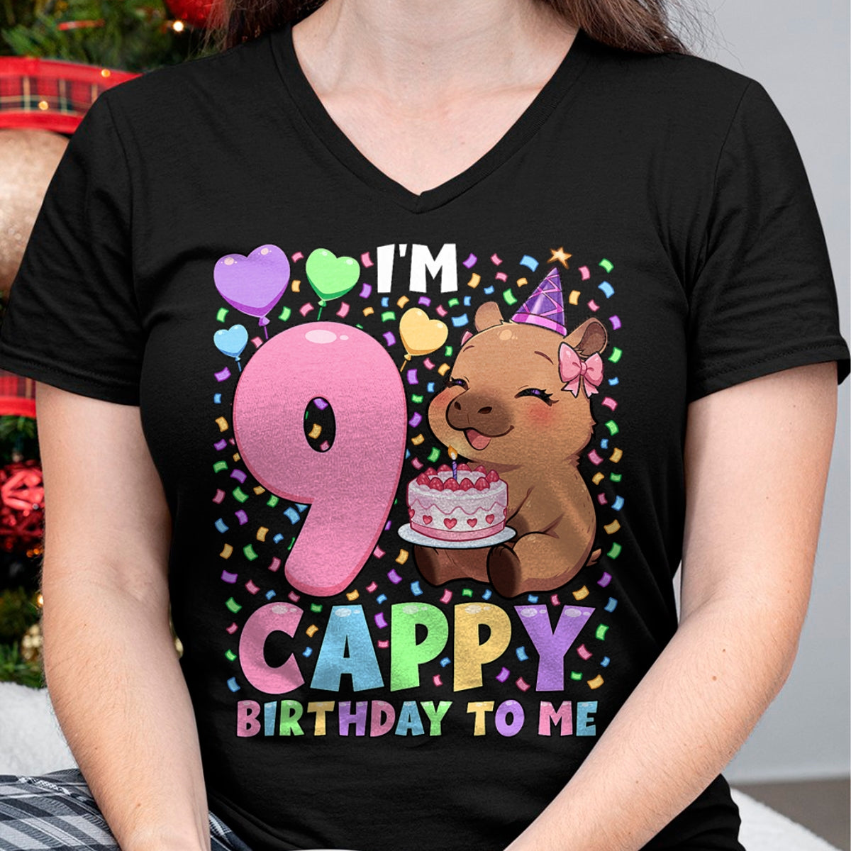 Cute Capybara Shirt, Funny Capybara UnisexT-Shirt/Hoodie/Sweatshirt HLT00 - Capybara Birthday Shirt 9 Kawaii Girl Capybara 9th Birthday T-Shirt