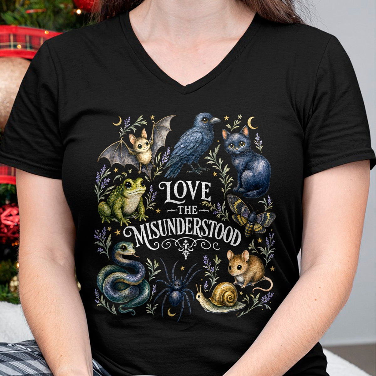 Cat Love Shirt, Funny Cat Lover Gift UnisexT-Shirt/Hoodie/Sweatshirt HLT00 - Love The Misunderstood Bat Frog Raven Snake Cat Moth Spider T-Shirt