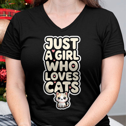 Cat Love Shirt, Funny Cat Lover Gift UnisexT-Shirt/Hoodie/Sweatshirt HLT00 - Just A Girl Who Loves Cats Kawaii Cat Kitten Lover Design T-Shirt