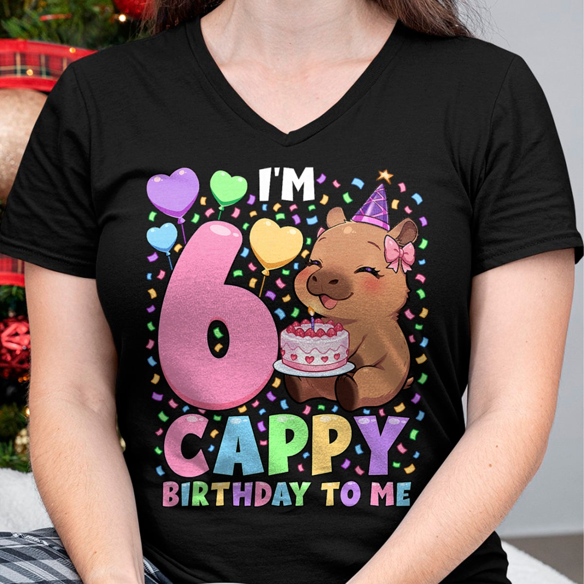 Cute Capybara Shirt, Funny Capybara UnisexT-Shirt/Hoodie/Sweatshirt HLT00 - Capybara Birthday Shirt 6 Kawaii Girl Capybara 6th Birthday T-Shirt