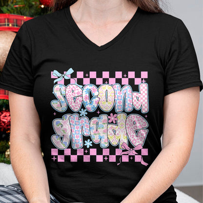 Best Student Shirt, Funny Back To School UnisexT-Shirt/Hoodie/Sweatshirt HLT00 - Second 2nd Grade Coquette Bow Back to School Teacher Girls T-Shirt