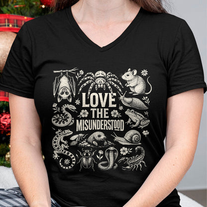 Cat Love Shirt, Funny Cat Lover Gift UnisexT-Shirt/Hoodie/Sweatshirt HLT00 - Love The Misunderstood Bat Raven Cat Snake Spider Moth Frog T-Shirt (2)