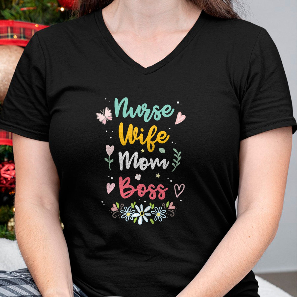 Funny Nurse Shirt, Nurse Unisex T-Shirt/Hoodie/Sweatshirt HLT00 - Nurse Wife Mom Boss T-Shirt (1)