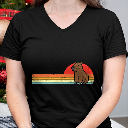 Cute Capybara Shirt, Funny Capybara UnisexT-Shirt/Hoodie/Sweatshirt HLT00 - Capybara Chest Sunset Retro Capy Rodent Men Women Kids Youth T-Shirt