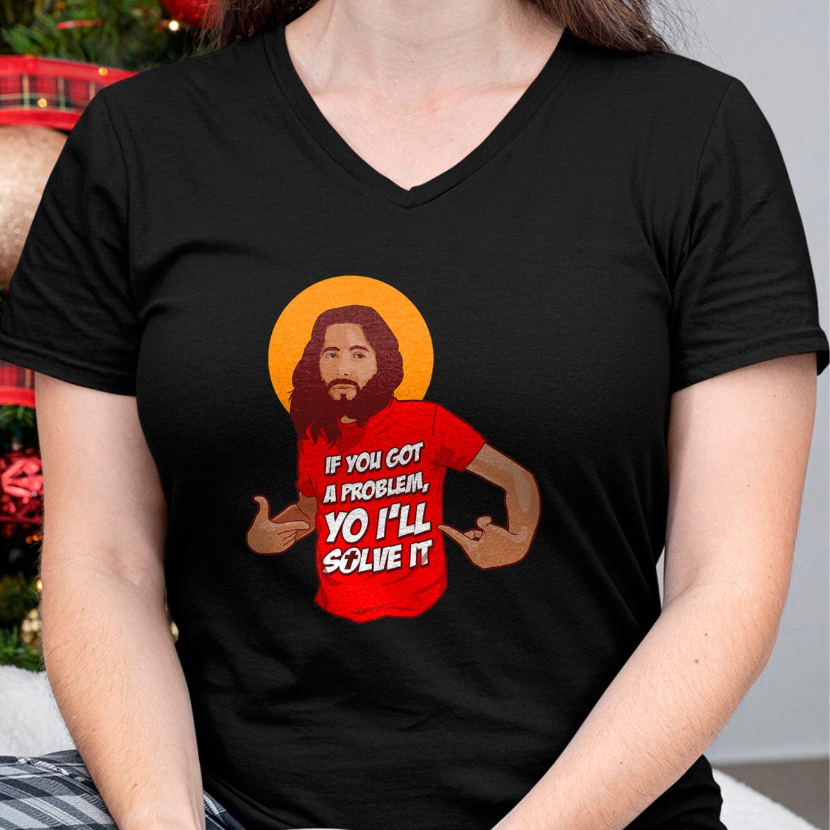 Christian Tee, Christian Faith Unisex T-Shirt/Hoodie/Sweatshirt HLT00 - Funny Jesus Christian Meme Yo I_ll Solve It Christmas T-Shirt (1)