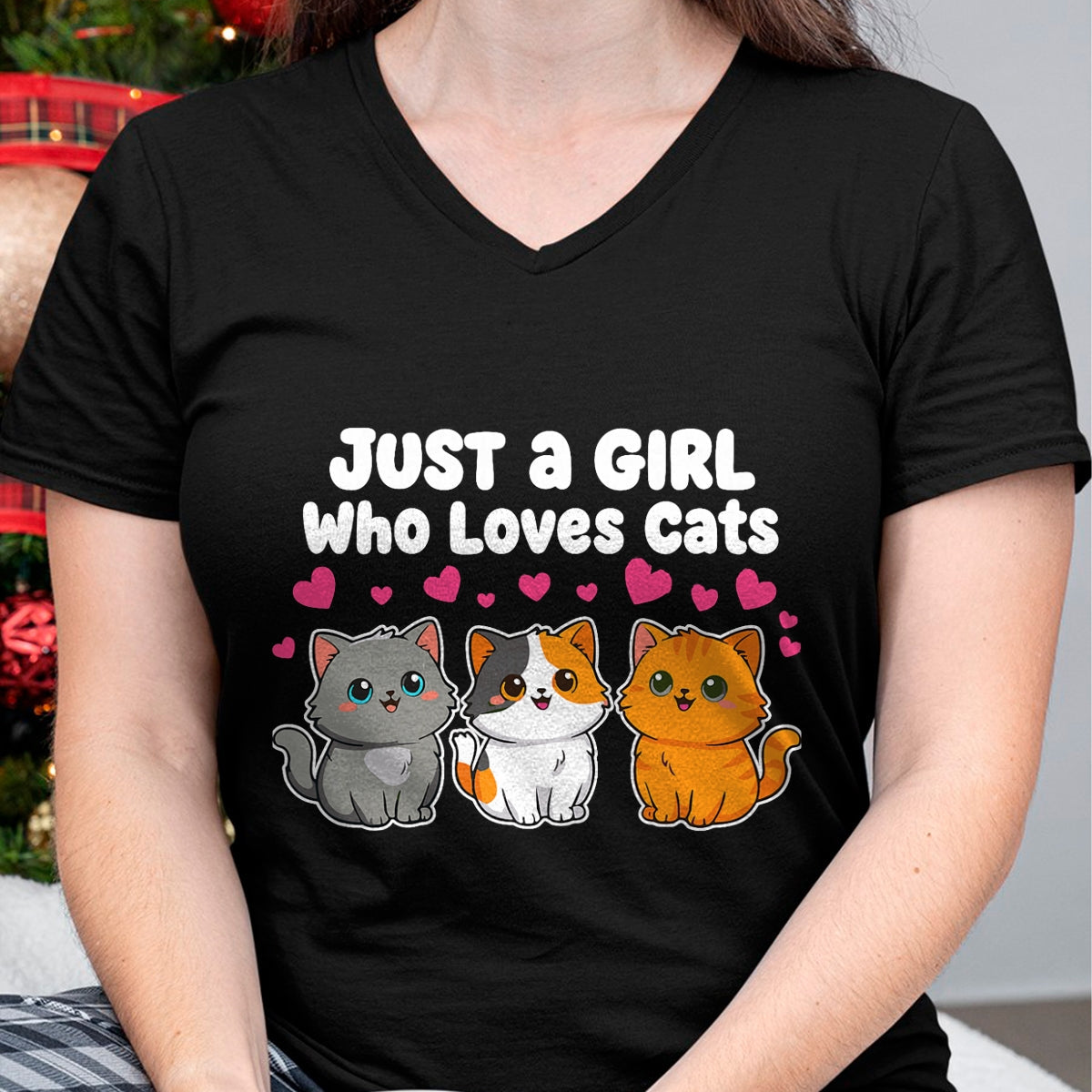 Cat Love Shirt, Funny Cat Lover Gift UnisexT-Shirt/Hoodie/Sweatshirt HLT00 - Just a Girl Who Loves Cats Cute Kittens T-Shirt