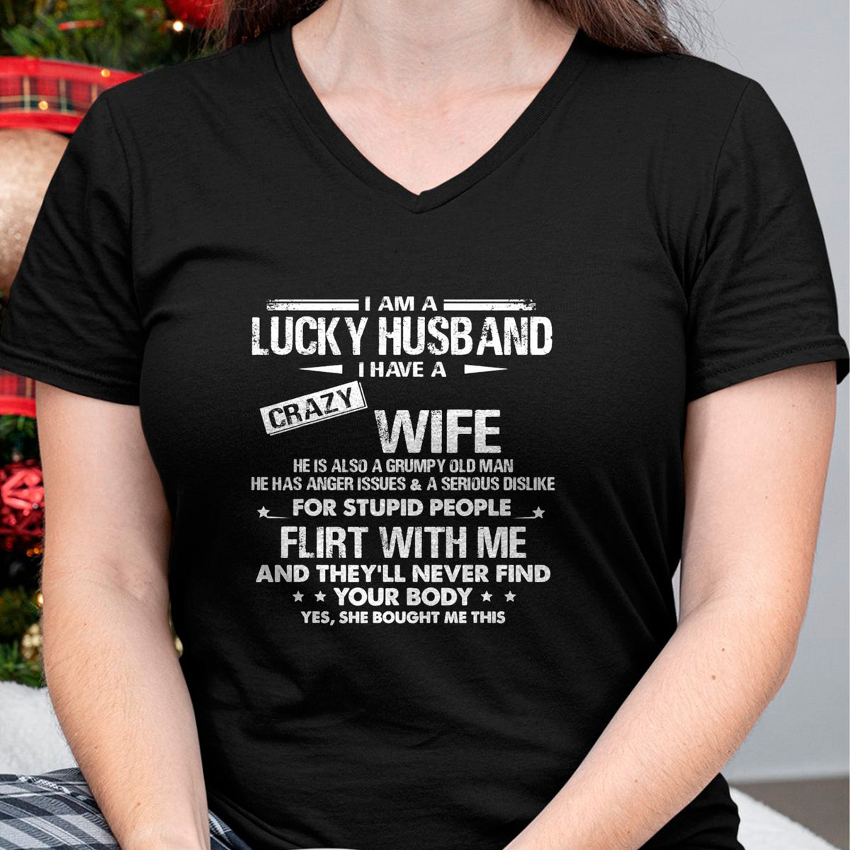 Best Wife Shirt, Wife and Husband Unisex T-Shirt/Hoodie/Sweatshirt HLT00 - Gift for wife T shirt, lucky wife   I am a lucky wife I have a crazy husband Funny gift for wife T-S