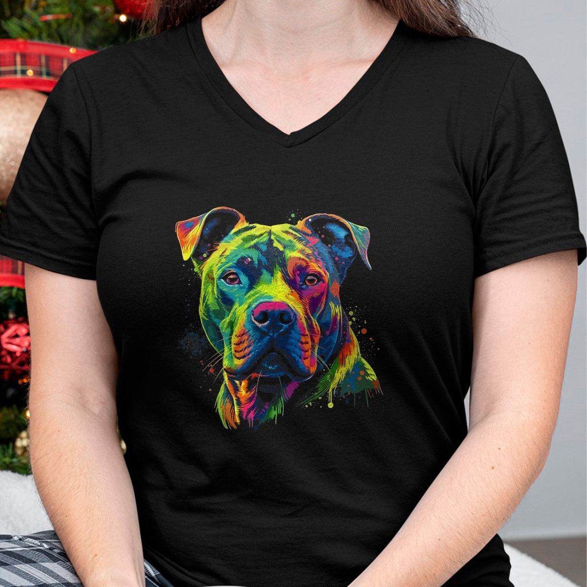 Dog Love Shirt, Dog Lover Gift T-Shirt/Hoodie/Sweatshirt HLT00 - Pit Bull Mom Dog Lover Colorful Artistic Pitbull Owner Women T-Shirt