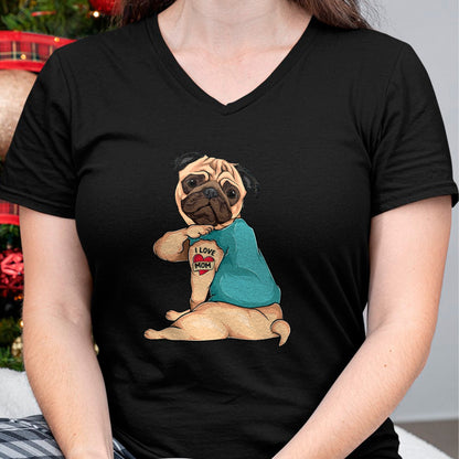 Dog Love Shirt, Dog Lover Gift T-Shirt/Hoodie/Sweatshirt HLT00 - Mother_s Day gift funny dog Pug i love mom tattoo T-Shirt