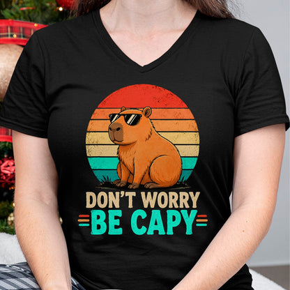 Cute Capybara Shirt, Funny Capybara Unisex T-Shirt/Hoodie/Sweatshirt HLT00 - Funny Be Capy Relaxed Capybara Vintage Cartoon Graphic T-Shirt