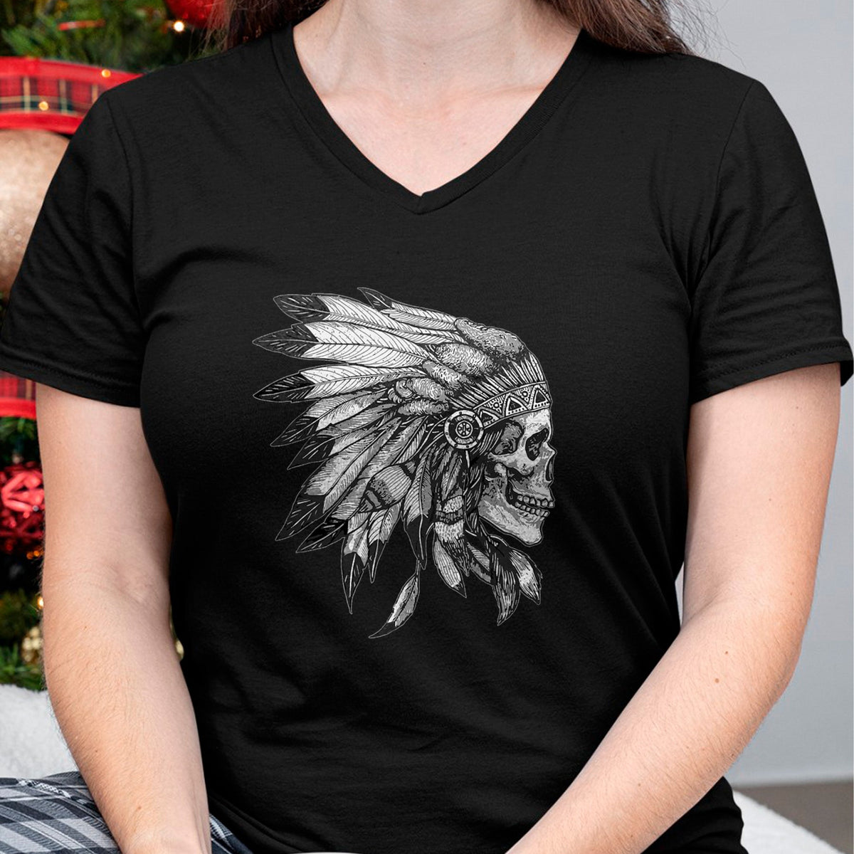 Native American T-Shirts, Vintage Native American Unisex T-Shirt/Hoodie/Sweatshirt HLT00 - American Motorcycle Skull Native Indian Eagle Chief Vintage (1)
