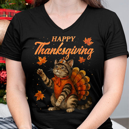 Best Thanksgiving Family Shirt , Funny Thanksgiving UnisexT-Shirt/Hoodie/Sweatshirt HLT00 - Cute Cat Turkey Happy Thanksgiving Fall Meow Cat Lover T-Shirt, Men, Black, 3X-Large