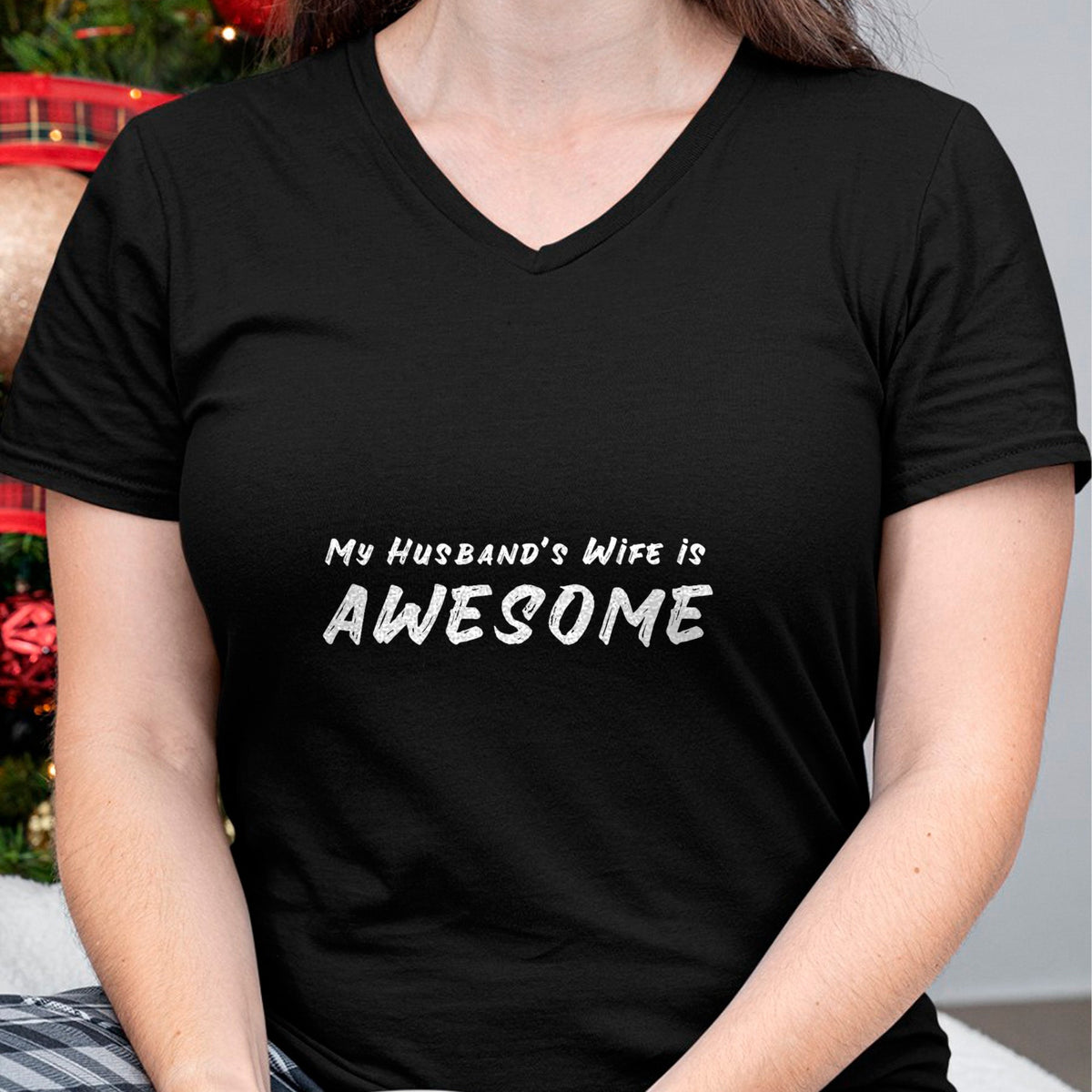 Best Wife Shirt, Wife and Husband Unisex T-Shirt/Hoodie/Sweatshirt HLT00 - Women's My Husband's Wife Is Awesome Funny T-Shirt