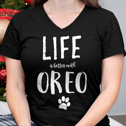 Cat Love Shirt, Funny Cat Lover Gift UnisexT-Shirt/Hoodie/Sweatshirt HLT00 - Life ist Better with Oreo Dog Name T-Shirt Gift Shirt T-Shirt
