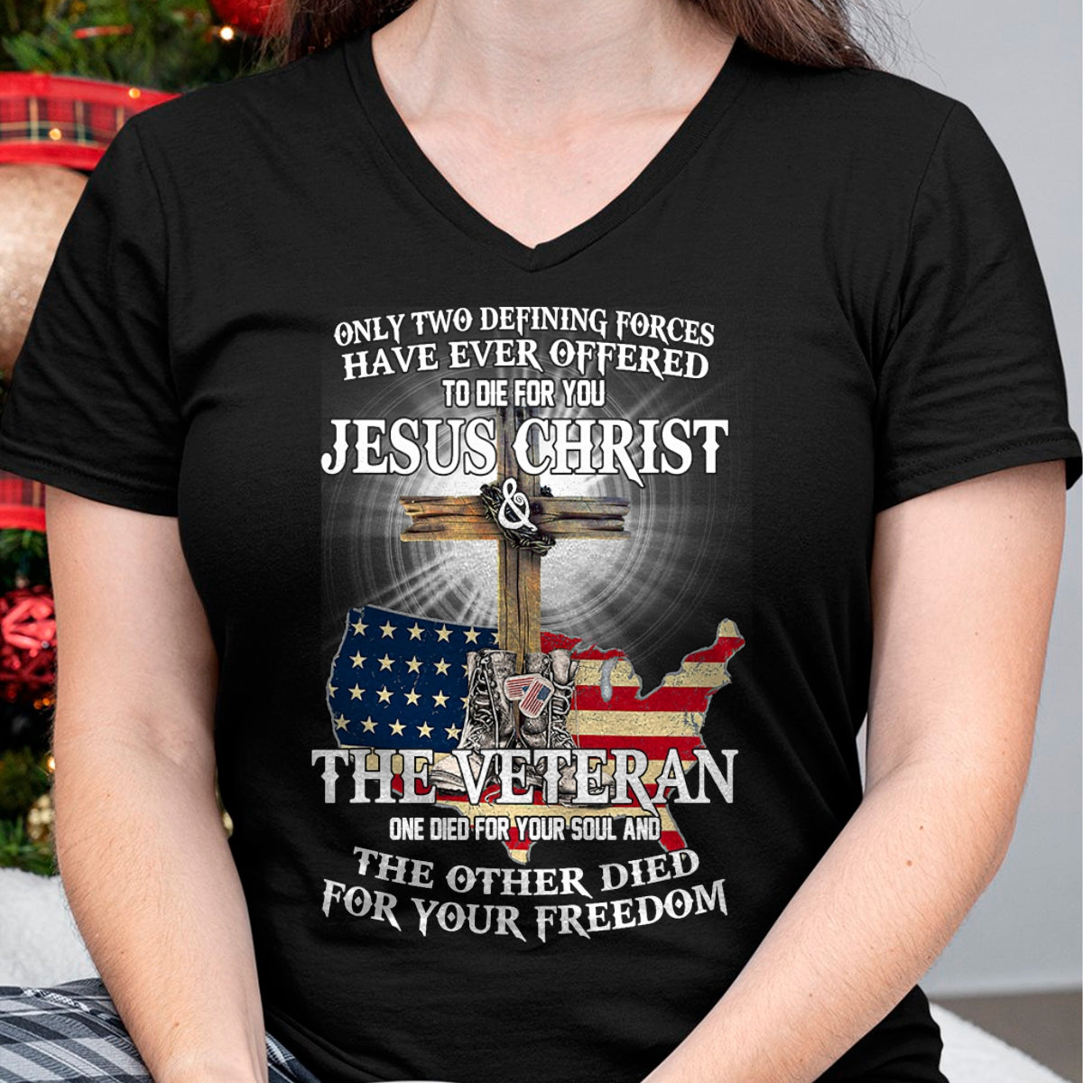 Best Thanksgiving Family Shirt , Funny Thanksgiving UnisexT-Shirt/Hoodie/Sweatshirt HLT00 - Jesus And Veteran, Died For Your Soul And Your Freedom T-Shirt