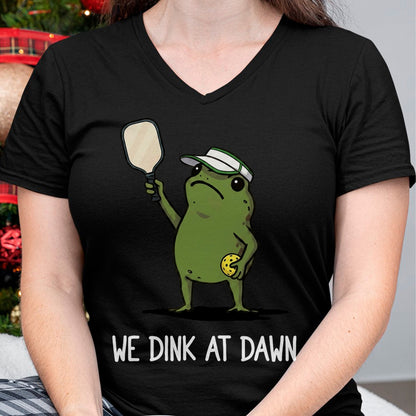 Funny Pickleball Shirt, Pickleball Lover Unisex T-Shirt/Hoodie/Sweatshirt HLT00 - We Dink At Dawn Funny Pickleball Frog T-Shirt