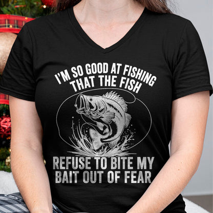 Funny Fishing Shirt, Gift For Fishing Lover Unisex T-Shirt/Hoodie/Sweatshirt HLT00 - Fish Refuse to Bite My Bait Funny Fishing Back Print T-Shirt