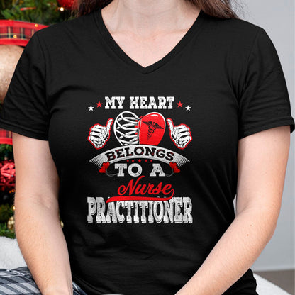 Funny Nurse Shirt, Nurse Unisex T-Shirt/Hoodie/Sweatshirt HLT00 - My Heart Belongs To A Nurse Practitioner Husband Wife Gift T-Shirt