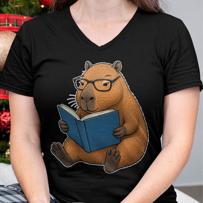 Cute Capybara Shirt, Funny Capybara UnisexT-Shirt/Hoodie/Sweatshirt HLT00 - Capybara Bookworm Reading Book Funny Graphic T-Shirt