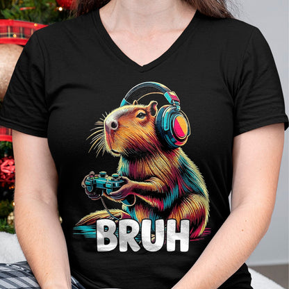 Cute Capybara Shirt, Funny Capybara UnisexT-Shirt/Hoodie/Sweatshirt HLT00 - Bruh Capybaras Funny Video Games Capybara T-Shirt, Men, Black, 3X-Large