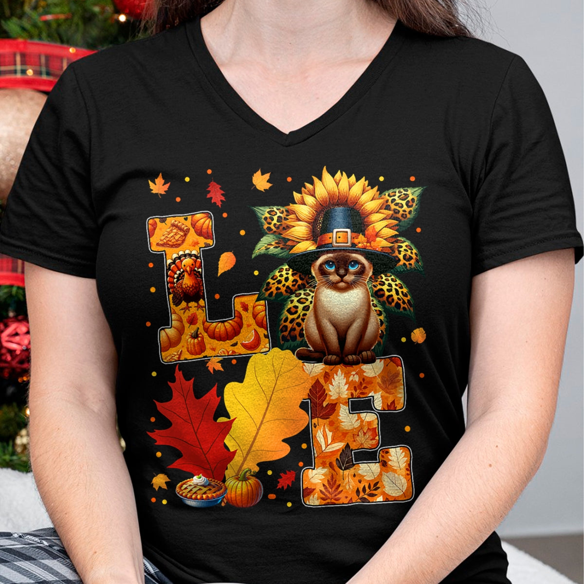 Cat Love Shirt, Funny Cat Lover Gift UnisexT-Shirt/Hoodie/Sweatshirt HLT00 - LOVE Thanksgiving Siamese Cat Costume Fall Leaves Sunflower T-Shirt for Men Women Kids (1)