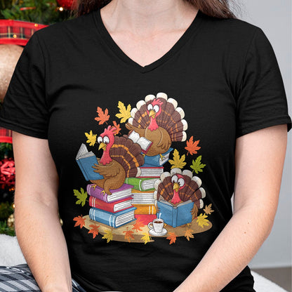 Best Thanksgiving Family Shirt , Funny Thanksgiving UnisexT-Shirt/Hoodie/Sweatshirt HLT00 - Turkey Reading Books Fall Season Thanksgiving Teacher Book T-Shirt