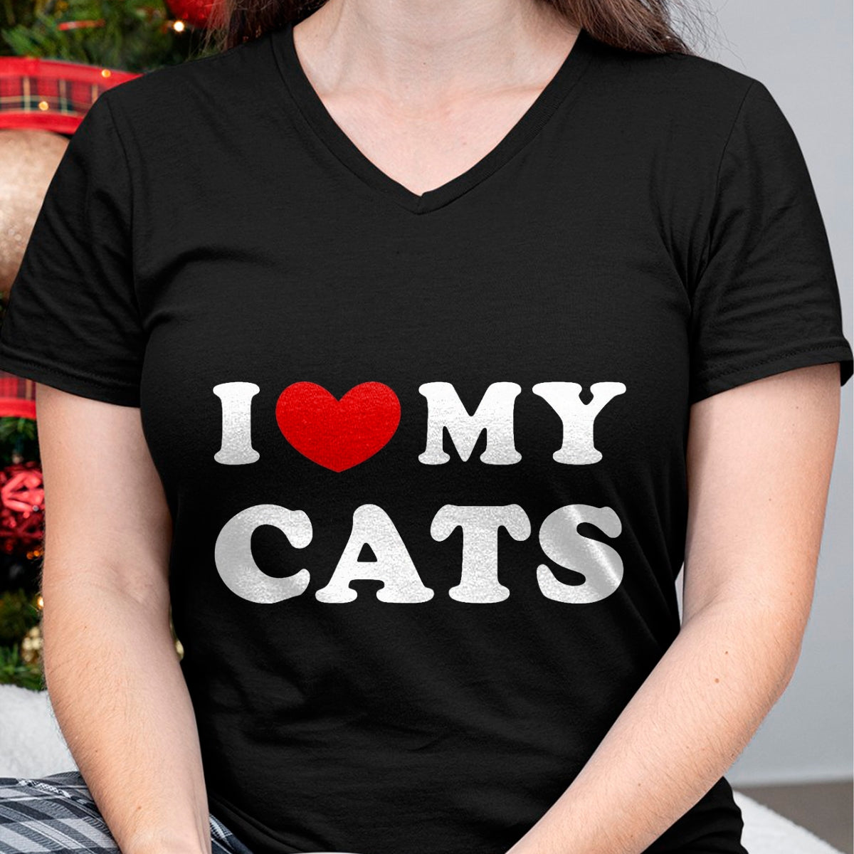 Cat Love Shirt, Funny Cat Lover Gift UnisexT-Shirt/Hoodie/Sweatshirt HLT00 - I Love My Cats, I Heart My Cats T-Shirt, Men, Black, 3X-Large