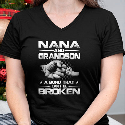 Best Grandma Shirt, Proud Grandma Unisex T-Shirt/Hoodie/Sweatshirt HLT00 - Nana And Grandson A Bond That Can't Be Broken T-Shirt