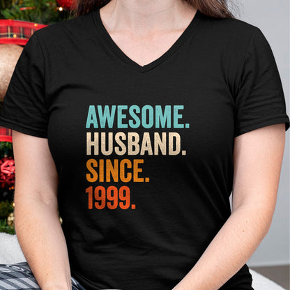 Best Wife Shirt, Wife and Husband Unisex T-Shirt/Hoodie/Sweatshirt HLT00 - Awesome Husband Since 1999 25th wedding anniversary 25 years T-Shirt (1)