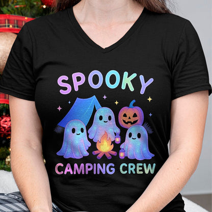 Funny Camping Shirt, Gift For Camping Lover Unisex T-Shirt/Hoodie/Sweatshirt HLT00 - Spooky Camping Crew Ghosts Halloween Campfire Vintage Boo T-Shirt