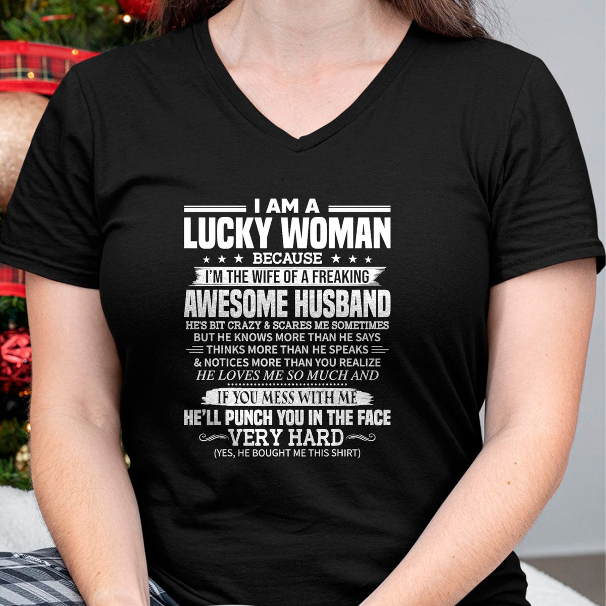Best Wife Shirt, Wife and Husband Unisex T-Shirt/Hoodie/Sweatshirt HLT00 - Gift for wife T shirt, lucky wife   A Lucky Woman I'm the wife of a freaking awesome husband T-Shirt