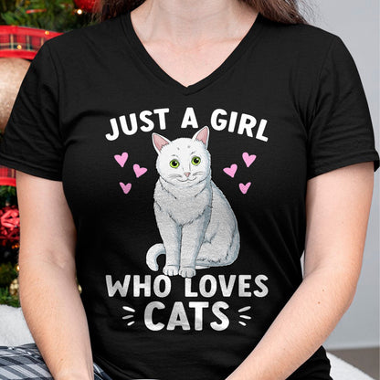 Cat Love Shirt, Funny Cat Lover Gift UnisexT-Shirt/Hoodie/Sweatshirt HLT00 - Just A Girl Who Loves Cats Cute Cat Lover Girls Women T-Shirt