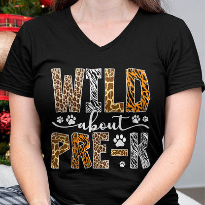 Best Student Shirt, Funny Back To School UnisexT-Shirt/Hoodie/Sweatshirt HLT00 - Wild About Pre-K Wild Animal Preschool Back to School Kids T-Shirt