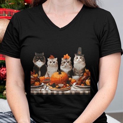 Best Thanksgiving Family Shirt , Funny Thanksgiving UnisexT-Shirt/Hoodie/Sweatshirt HLT00 - Thanksgiving Cats Dinner Feast Vintage Fall Men Women Kids T-Shirt